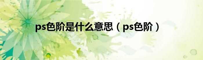 ps色阶_ps色阶是什么意思?(色阶)