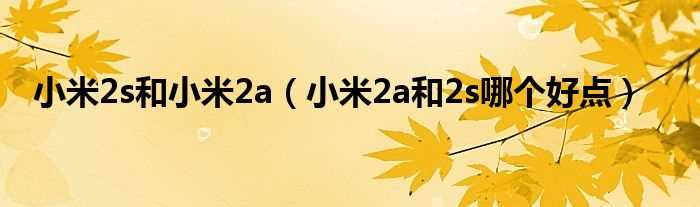 小米2a和2s哪个好点_小米2s和小米2a?(小米2a和2s哪个好点)