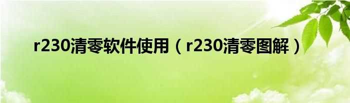 r230清零图解_r230清零软件使用(r230清零软件图解)