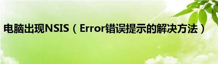 Error错误提示的解决办法步骤_电脑出现NSIS(nsis error)