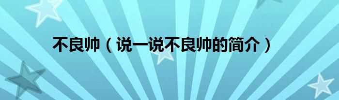 说一说不良帅的简介_不良帅(不良帅)