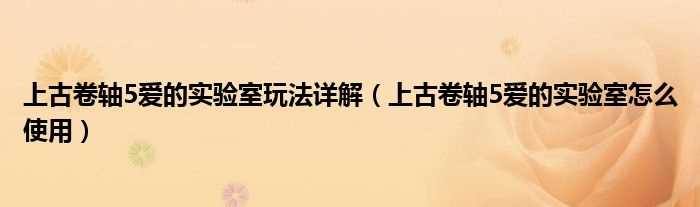 上古卷轴5爱的实验室怎么使用_上古卷轴5爱的实验室玩法详解?(上古卷轴5爱的实验室)