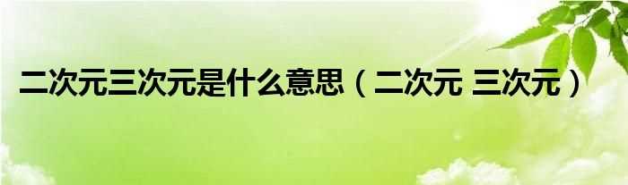 二次元_三次元_二次元三次元是什么意思?(二次元是什么意思)