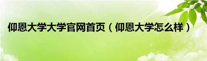 仰恩大学怎么样_仰恩大学大学官网首页?(仰恩大学)