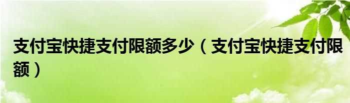 支付宝快捷支付限额_支付宝快捷支付限额多少?(支付宝快捷支付限额)