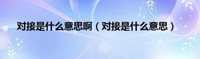 对接是什么意思_对接是什么意思啊?(对接)