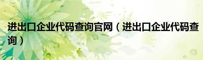 进出口企业代码查询_进出口企业代码查询官网(进出口企业代码查询)