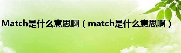 match是什么意思啊_Match是什么意思啊?(match是什么意思)