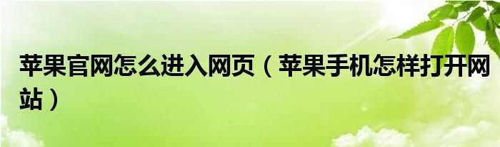 苹果手机怎么样打开网站_苹果官网怎么进入网页?(进入iphone官网)