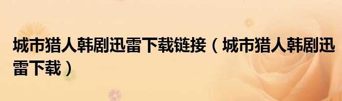 城市猎人韩剧迅雷下载_城市猎人韩剧迅雷下载链接(城市猎人韩剧下载)