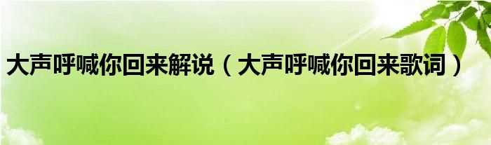 大声呼喊你回来歌词_大声呼喊你回来解说(大声呼喊你回来歌词)