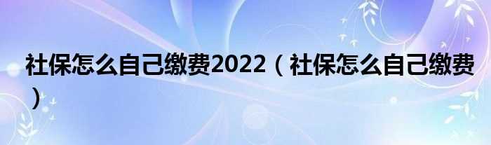 社保怎么自己缴费_社保怎么自己缴费2022?(社保缴费)