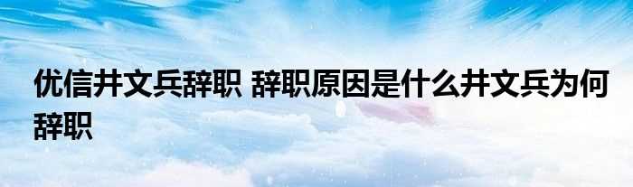 优信井文兵辞职_辞职原因是什么井文兵为何辞职?(优信井文兵辞职)