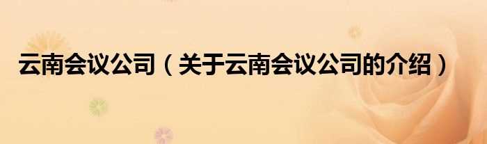 关于云南会议公司的介绍_云南会议公司(云南会议公司)