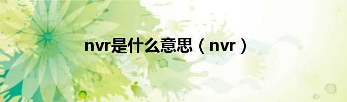 nvr_nvr是什么意思?(nvr)