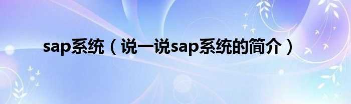 说一说sap系统的简介_sap系统(sap系统)