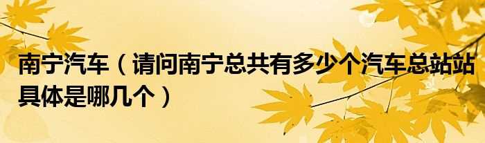 请问南宁总共有多少个汽车总站站具体是哪几个_南宁汽车??(南宁汽车站)