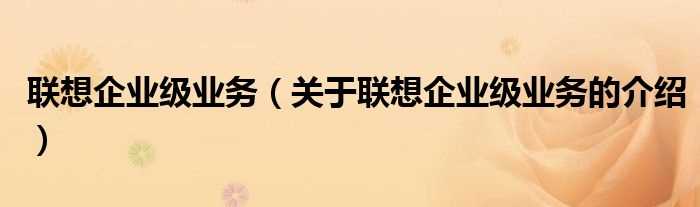 关于联想企业级业务的介绍_联想企业级业务(联想企业级业务)