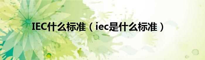 iec是什么标准_IEC什么标准?(iec)