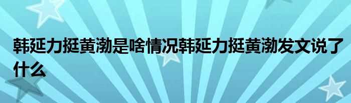 韩延力挺黄渤是啥情况韩延力挺黄渤发文说了什么?(韩延力挺黄渤)