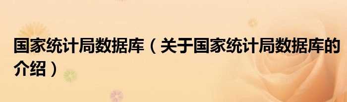 关于国家统计局数据库的介绍_国家统计局数据库(国家统计局数据库)