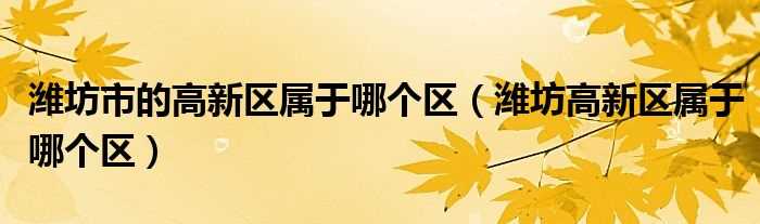 潍坊高新区属于哪个区_潍坊市的高新区属于哪个区?(潍坊高新区)