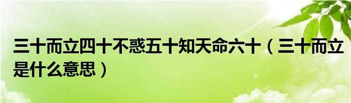 三十而立是什么意思_三十而立四十不惑五十知天命六十?(三十而立四十不惑五十知天命六十)