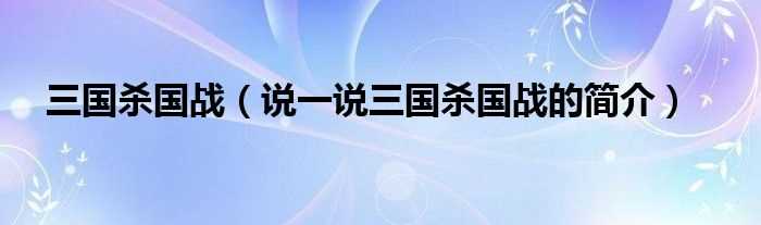 说一说三国杀国战的简介_三国杀国战(三国杀国战是什么)