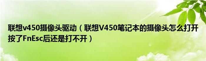 联想V450笔记本的摄像头怎么打开按了FnEsc后还是打不开_联想v450摄像头驱动?(联想v450摄像头驱动)