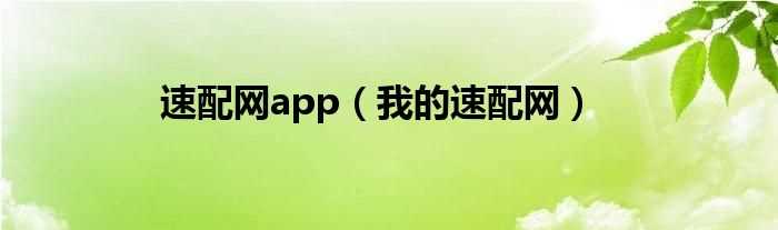 我的速配网_速配网app(我的速配网)