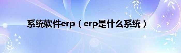 erp是什么系统_系统软件erp?(系统软件erp)