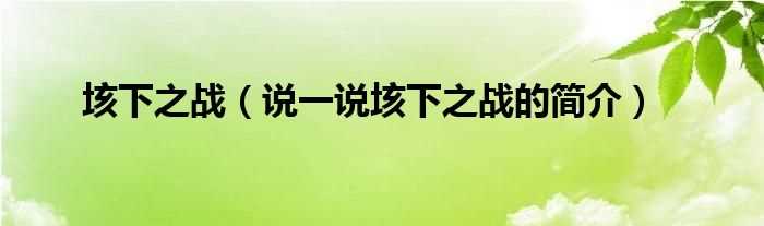 说一说垓下之战的简介_垓下之战(垓下之战)