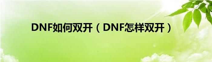 DNF怎么样双开_DNF怎么双开?(dnf如何双开)