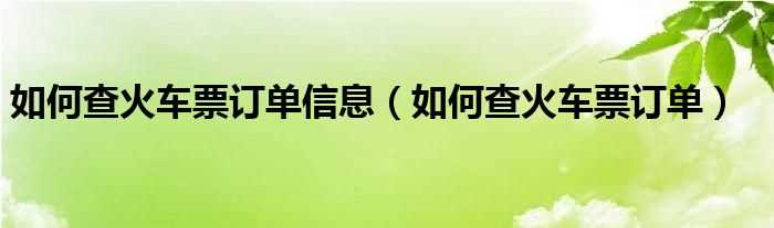 怎么查火车票订单_怎么查火车票订单信息?(火车票订单查询)