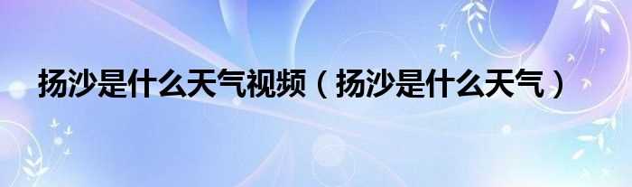 扬沙是什么天气_扬沙是什么天气视频?(扬沙天气是什么意思)