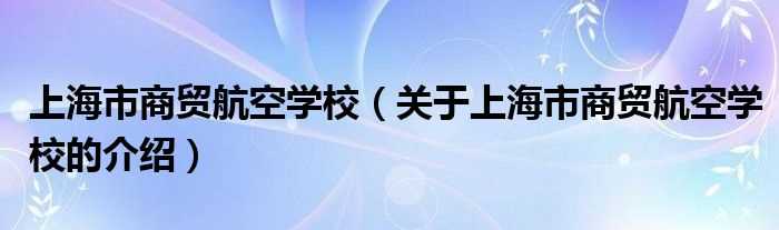 关于上海市商贸航空学校的介绍_上海市商贸航空学校(上海市商贸航空学校)