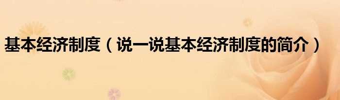 说一说基本经济制度的简介_基本经济制度(基本经济制度)