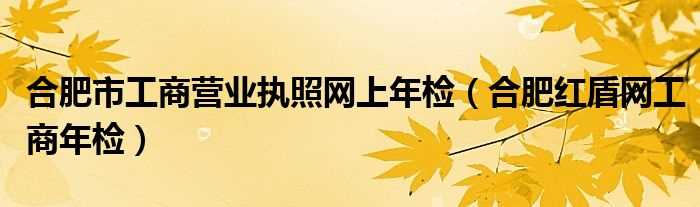 合肥红盾网工商年检_合肥市工商营业执照网上年检(合肥红盾网)