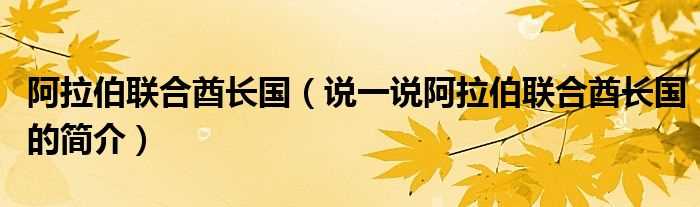 说一说阿拉伯联合酋长国的简介_阿拉伯联合酋长国(阿拉伯联合酋长国)