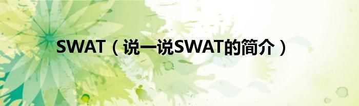 说一说SWAT的简介_SWAT(SWAT)