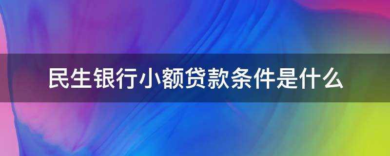 民生银行小微企业贷款条件(民生金融小额贷款)