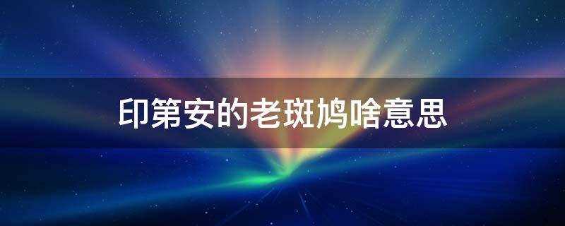 印第安的老斑鸠啥意思(印第安老斑鸠是什么意思?)?