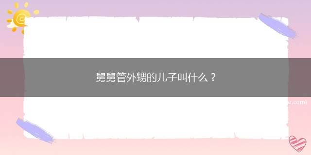 舅舅管外甥的儿子叫什么？