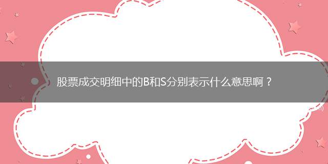 股票成交明细中的B和S分别表示什么意思啊？