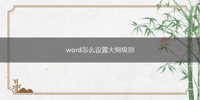 word怎么设置大纲级别 如何进行word大纲级别设置