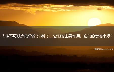 人体不可缺少的营养（5种）、它们的主要作用、它们的食物来源！