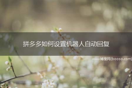 拼多多如何设置机器人自动回复（如何设置机器人自动回复）