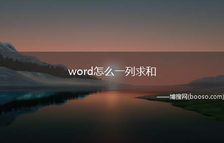 word怎么一列求和